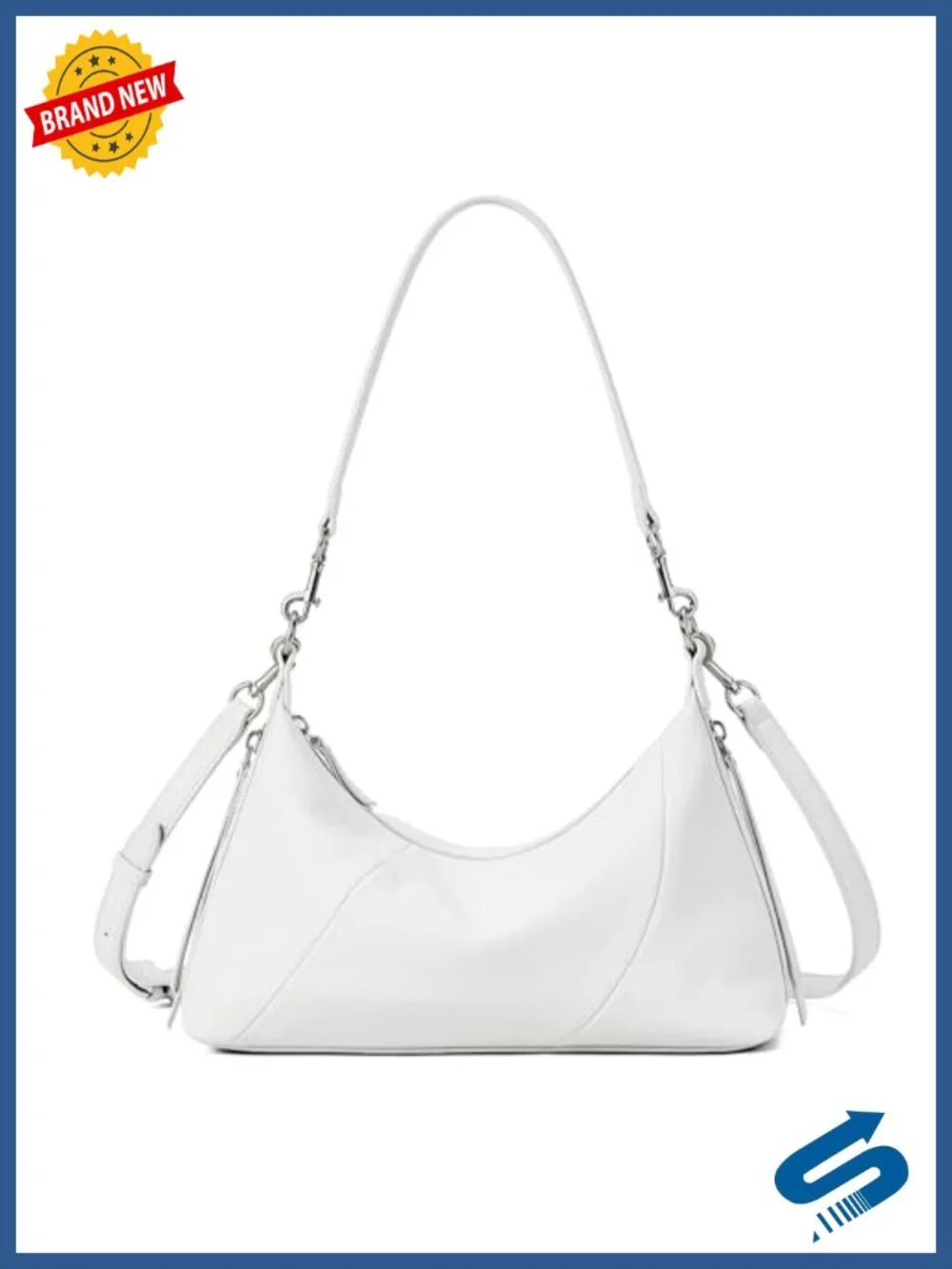 Genuine Leather Hobo Bag for Women, Minimalist Shoulder Crossbody Purse with
